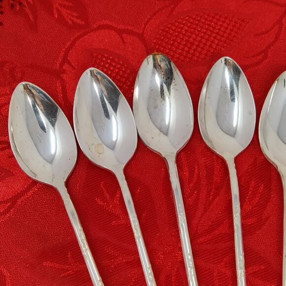 8X LHTSP New England Rosemary SilverPlate Iced Tea Malt Spoons Flatware Delicate - Picture 5 of 14